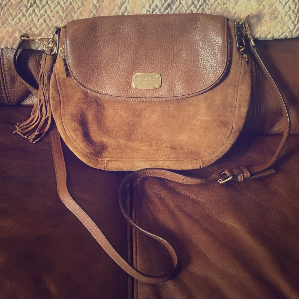 Michael Kors Large Tan Suede & Leather Crossbody